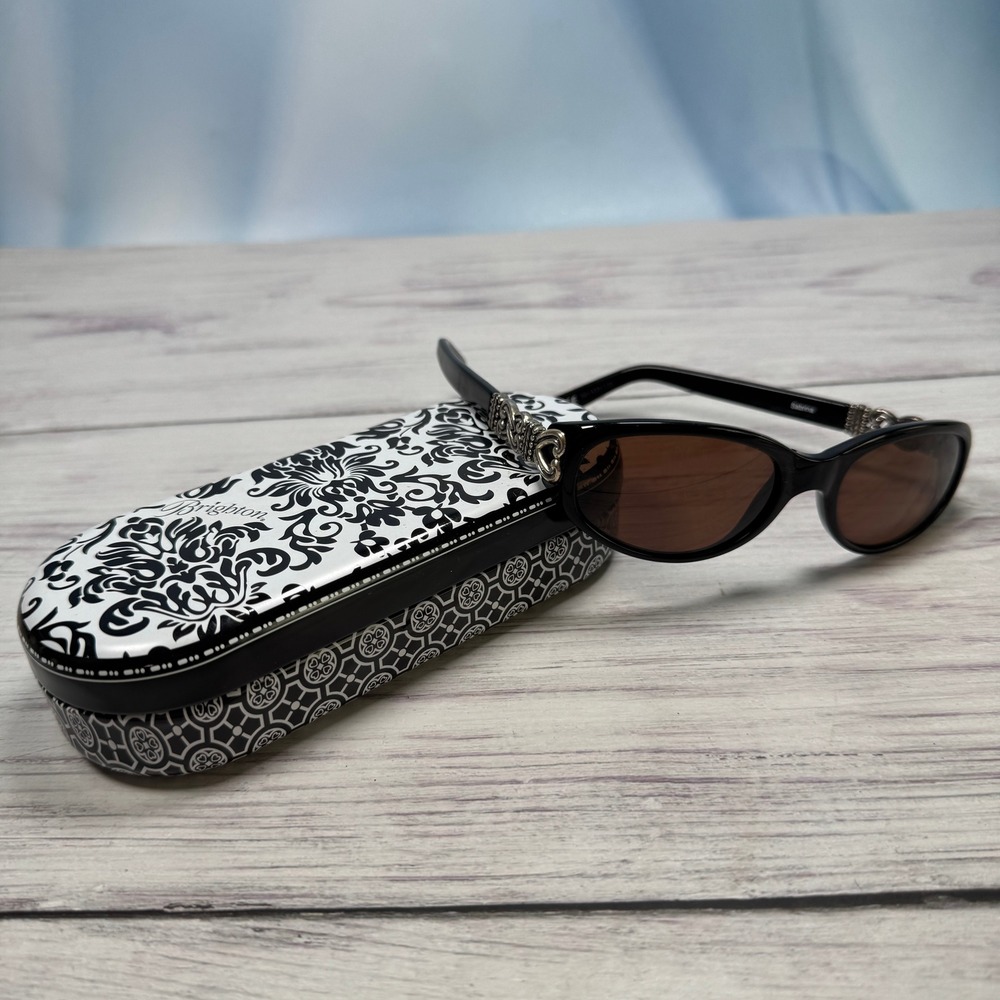 VTG Brighton Sabrina Sunglasses Women Black Gradient Brown SG433 Handmade Y2K